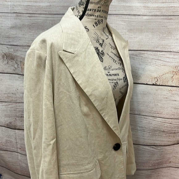 7 For All Mankind Blazer Linen Blend Closet Staple One Button Closure Size Large - Picture 3 of 11